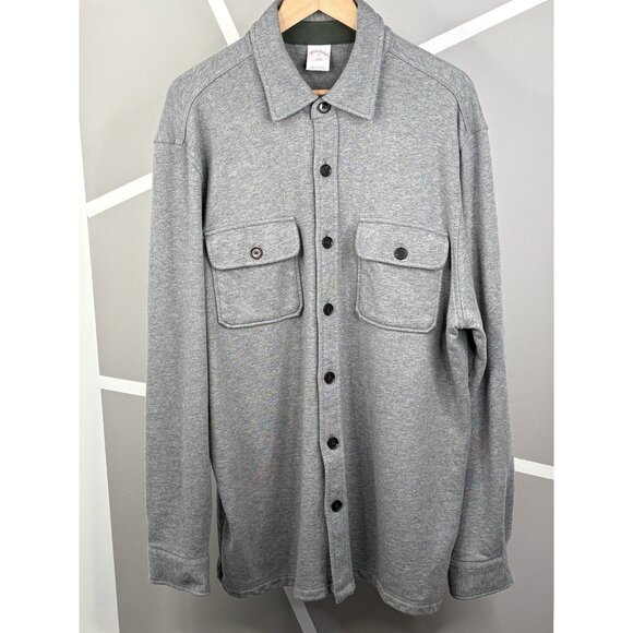 Brooks Brothers 1818 Men's XL Grey French Terry Shacket Cotton Over-Shirt Jac - Picture 1 of 15